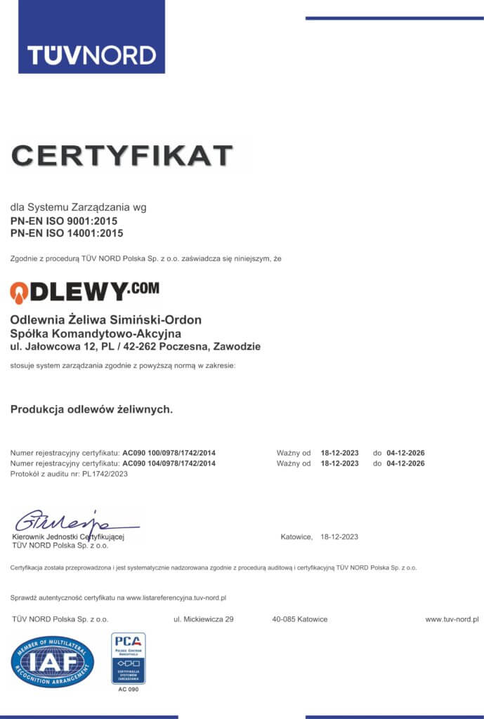 ISO 9001, 14001 certificate